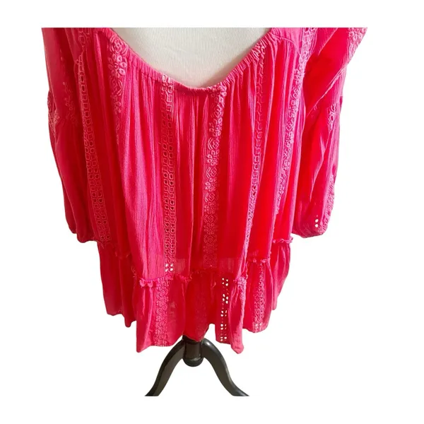 Free People Coral Pink Kiss Kiss Tunic Top Dress Shirt Small Sweetest Dream - Image 4