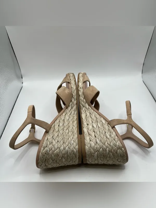 Stuart Weitzman Dayna Suede Espadrille Wedges 6.5 neutral suede crisscross vamp - Image 9