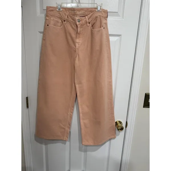Old Navy‎ Mid-Rise Baggy Wide Leg Jeans Peach Orange Denim Pants Size 10 - Image 2