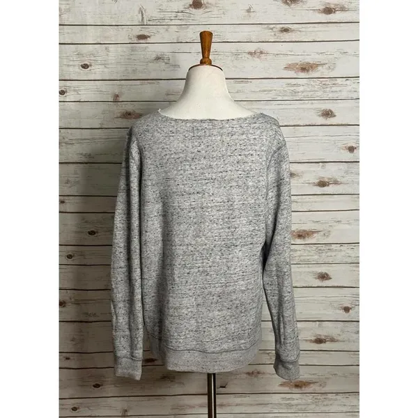 Abercrombie & Fitch distressed oversized marled grey sweatshirt Size Medium - Image 8