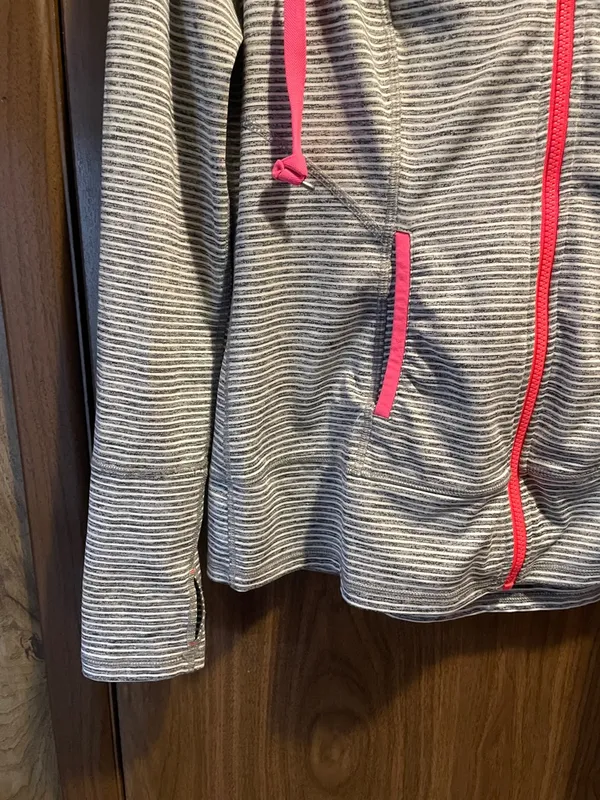 lukka Gray Striped Hooded Utility Jacket with Pink Trim - Image 5