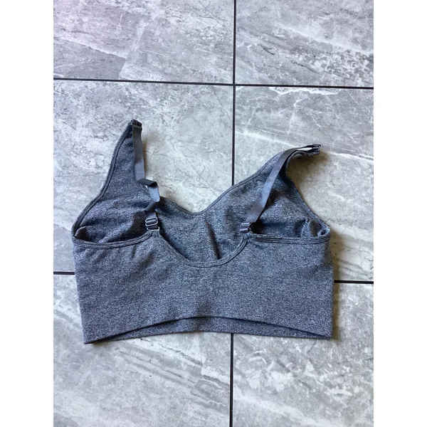 Puma Womens Seamless Sports Bra Heather Grey Adjustable Straps Size Large - Image 2