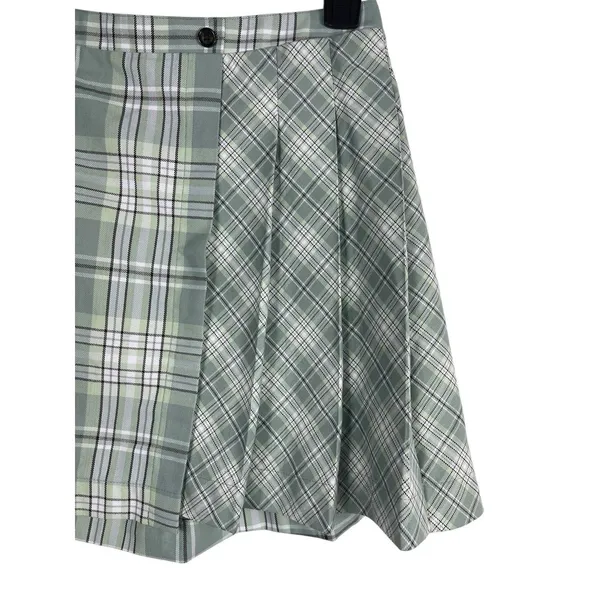 90s Y2K Inspired Sage Green Plaid University Academia Skort S - Image 5