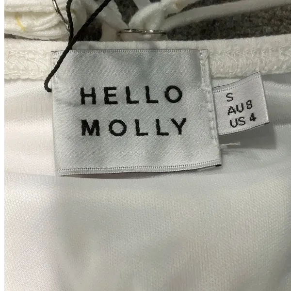 Hello Molly White Ways I Loved You Knit Midi Dress Tie Waist Size S Minimalist - Image 9