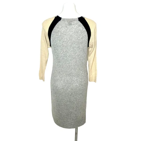 CLUB MONACO Knit Sweater Color Block Dress Grey‎ Cream Navy Size Medium Zipper - Image 4