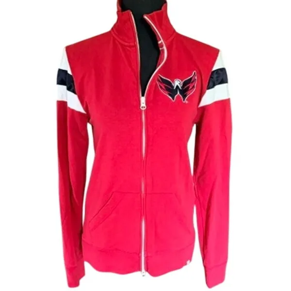’47 Brand Washington Capitals Women’s Full Zip Jacket Red Large NHL - Image 3
