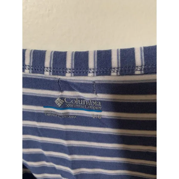 Columbia Womens Size L Top Activewear Blue White Striped V-neck Athletic Top - Image 5