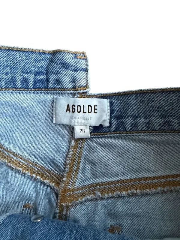 AGOLDE Denim Distressed Asymmetrical Shorts Size 28 - Image 8