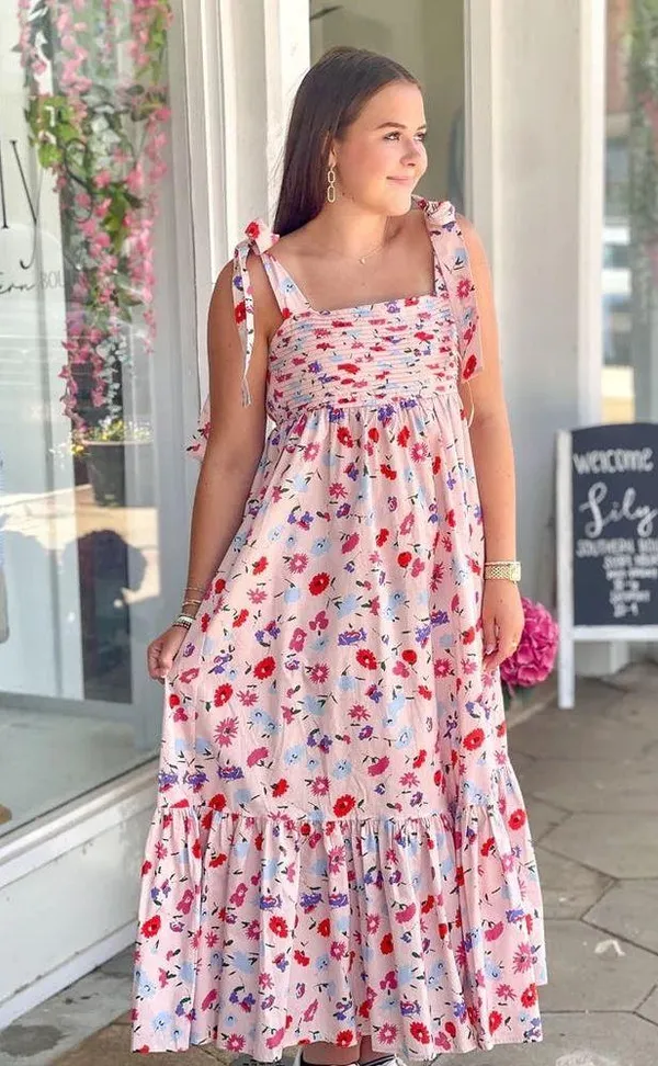 Sofie the Label Hughes Floral Tiered Midi Dress Large Women’s Pink - Image 6