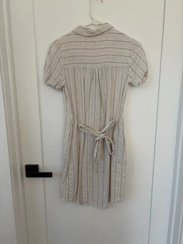 Linen striped dress Tan Size XS - Image 2