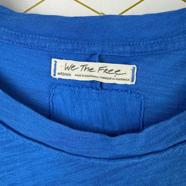 We The Free Blue Long Sleeve Scoop-Neck Lace Hem Midi Tunic - Size - Medium - Image 4