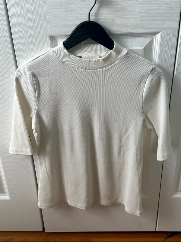 Anthropologie Maeve Mock Neck Top in White - Image 3
