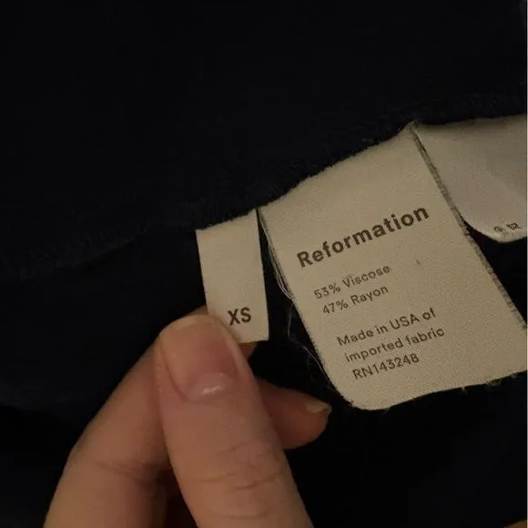 REFORMATION Navy Blue Chamomile Wrap Dress Size XS‎ - Image 7