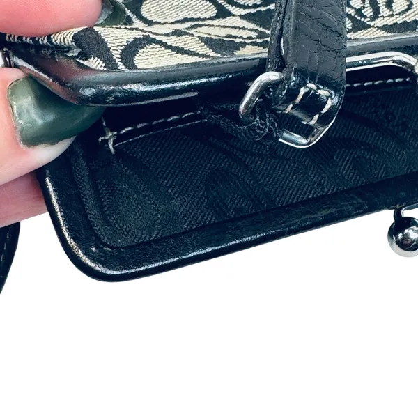 Brighton Kisslock Heart Purse‎ Mini Shoulder Bag Black Silver Checkered Y2K - Image 8