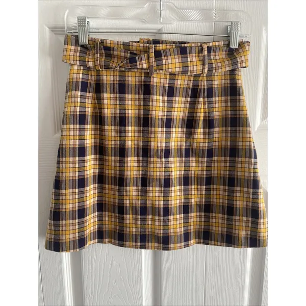 Capulet Belted Plaid Mini Skirt Womens Size XS Yellow Preppy Clueless Revolve‎ - Image 6