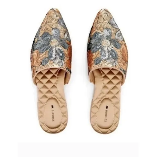 BIRDIES The Dove Gold Sequin Mules Size 7.5 - Image 2
