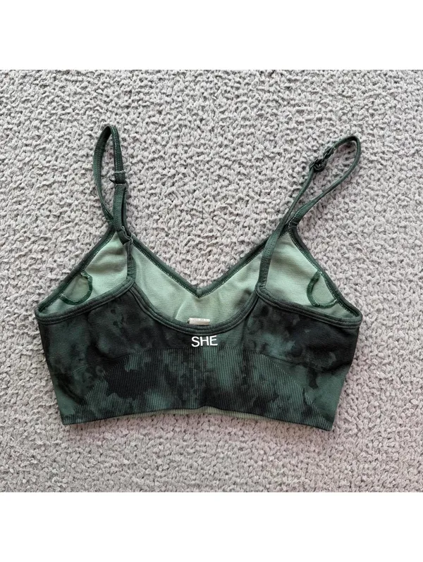 Darc Sport Wolves SHE Seamless Sports Bra S Rare 1 of 500!! Green Marble Tie Dye - Image 2