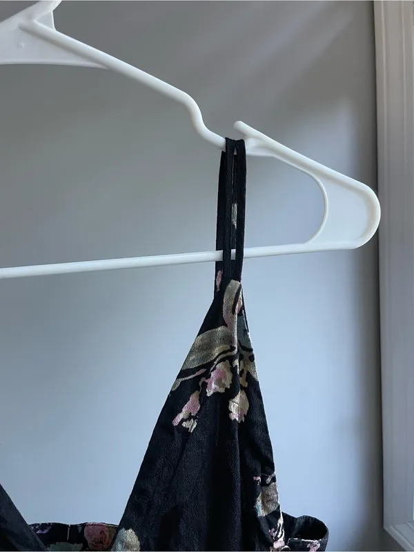 Free People Black Floral Slip Jumpsuit with Pink Floral Accents - Image 7