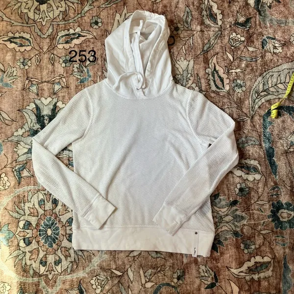 Ralph Lauren LRL Sweater Womens Large White Pullover Hoodie Thermal Waffle Knit - Image 2