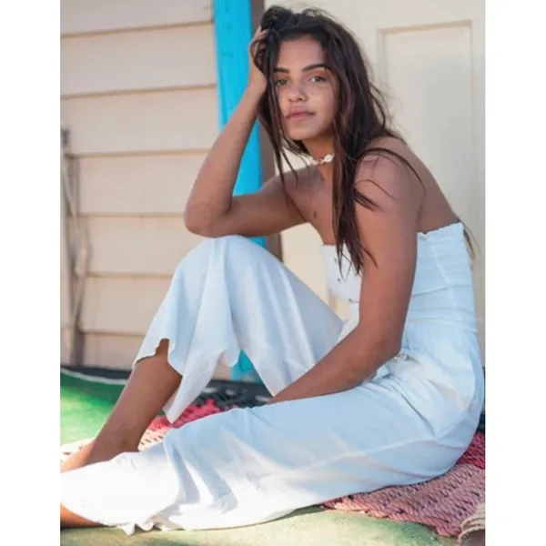 Billabong Jumpsuit Forward Feelings Strapless Smocked White XS NWOT‎ Wide Leg - Image 2