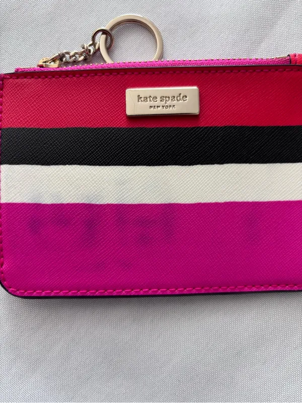 Kate Spade New York Multicolor Stripe Saffiano Leather Card Holder Wallet Pouch - Image 3