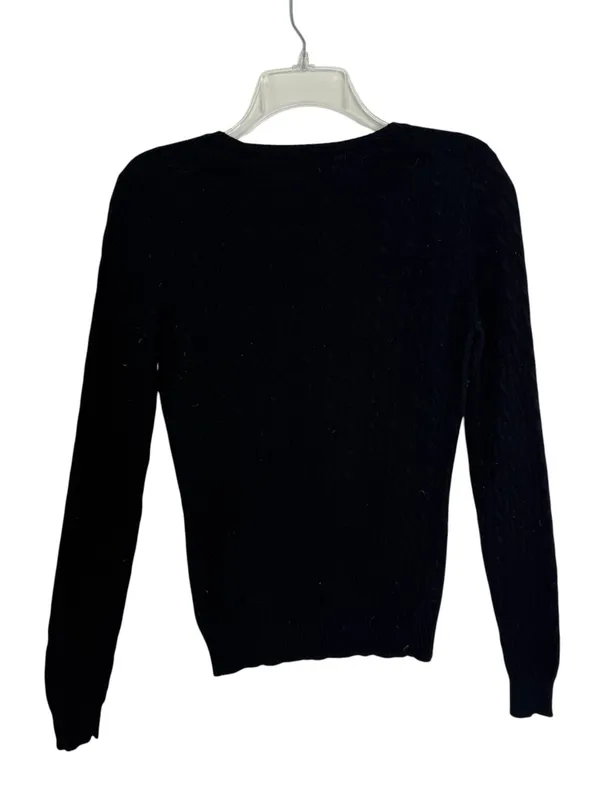 Vintage Tweeds 100% Cashmere Cable Knit Crewneck Sweater Black Size S - Image 4
