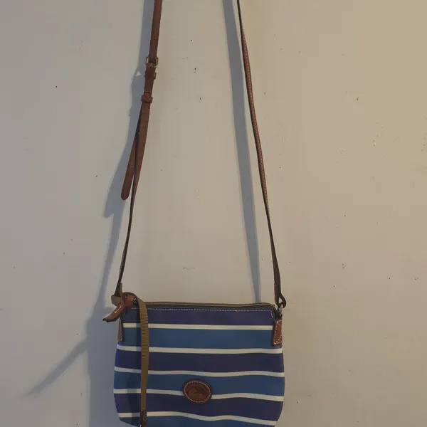 Dooney & Bourke Blue and Cream Striped Tote - Image 2