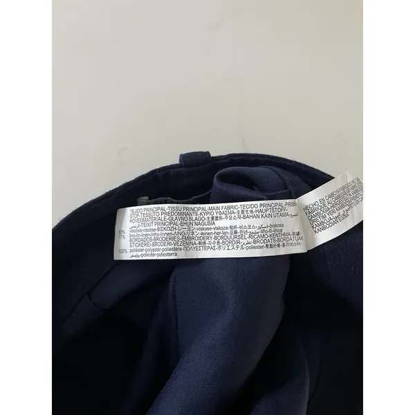Zara Navy Embroidered High Waist Cropped Wide Leg Size Medium - Image 5