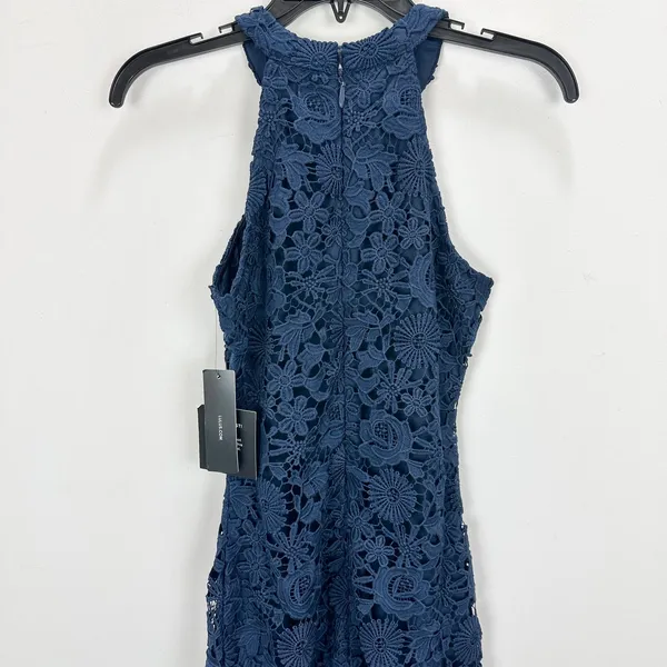 Lulus Love Poem Navy Blue Lace Mini Dress Party Cocktail Romantic Small NWT - Image 12