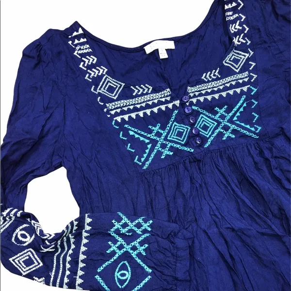 Patrons of Peace small blue boho embroidered top - Image 2