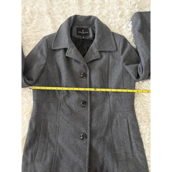 London Fog Women's Gray Wool Blend Coat Jacket Classic Pea Coat Medium‎ - Image 6