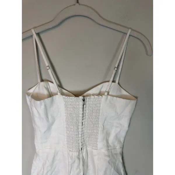 Reformation White Linen Mini Dress Sweetheart Neckline Smocked Back Sz 0 NWT - Image 15