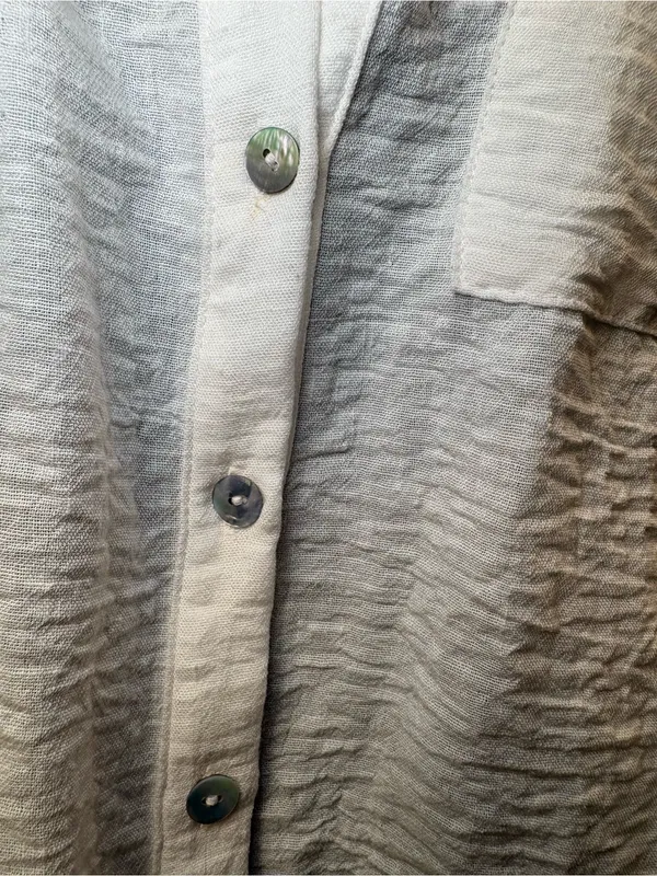 Monteau White Crinkled Short Sleeve Button-Down Shirt Medium - Image 8