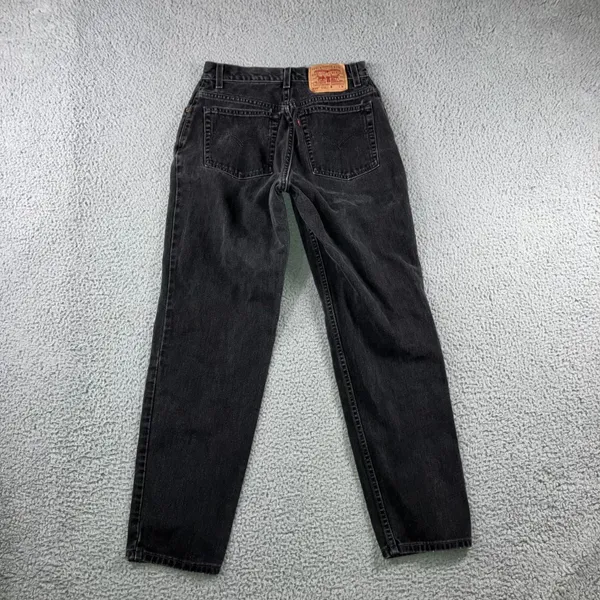 Levi's 550 Relaxed Fit Tapered Leg Jeans Black Denim Women 10 Made‎ in USA - Image 2
