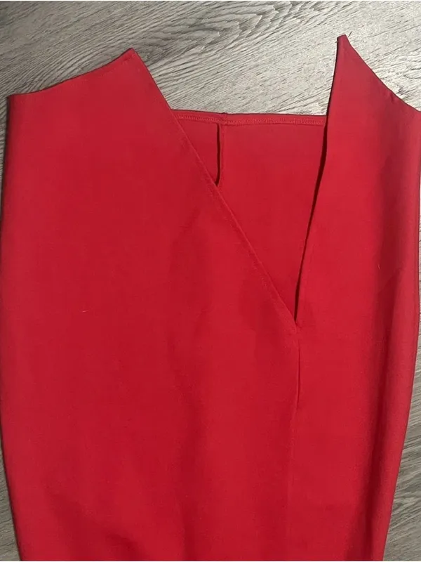 Lulus Strapless Bodycon Dress Sz S Jazzie Red Asymmetrical Hem Wedding Guest - Image 4