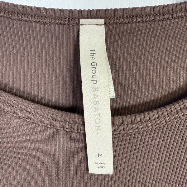 The Group BABATON Aritzia Contour Brown Long Sleeve Crew Crop Top W2297 Sz M - Image 3
