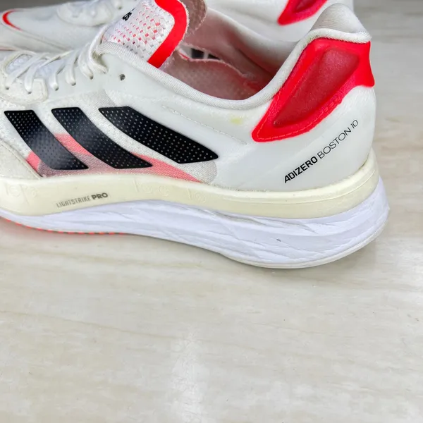 Adidas Adizero Boston 10 Womens 9 Running Shoes White Solar Red FY4080 Sneaker - Image 11