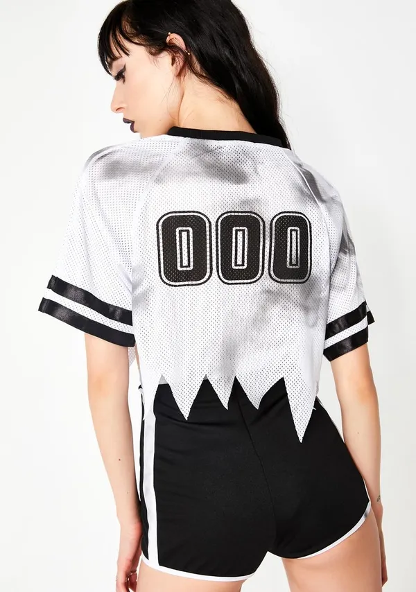 Womens XL NWT Dolls Kill Go Zombies Cropped Football Jersey - Image 3
