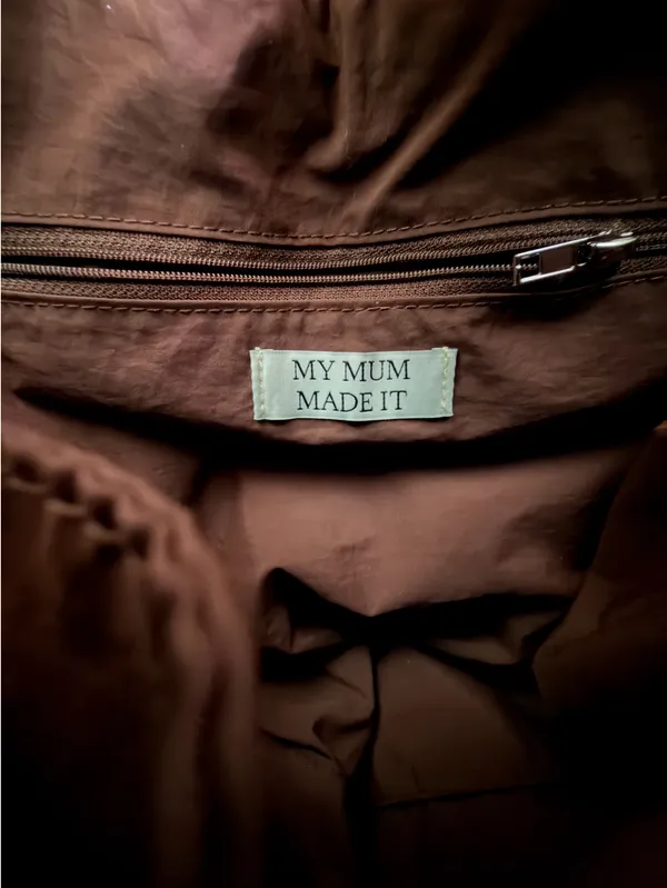 RARE My Mum Made It Pillow Tote Puffer Bag Burgundy Brown Quilted Puffy Tote Sold Out Scandi Style - Image 5