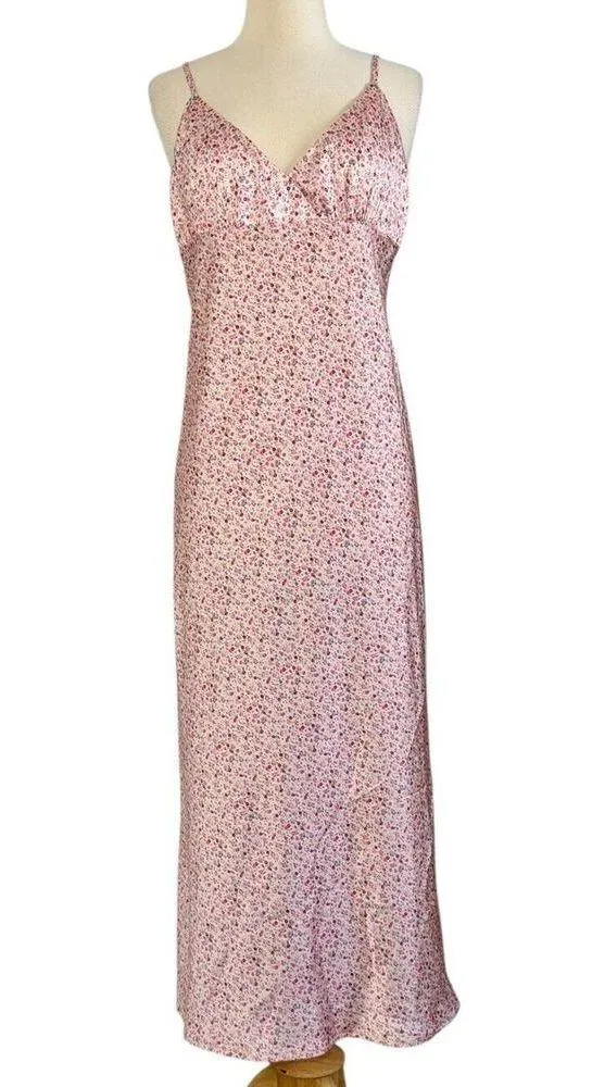 PRINCESS POLLY The Veronica Satin Floral Midi Dress Spaghetti Strap V Neck Sz 10 - Image 3