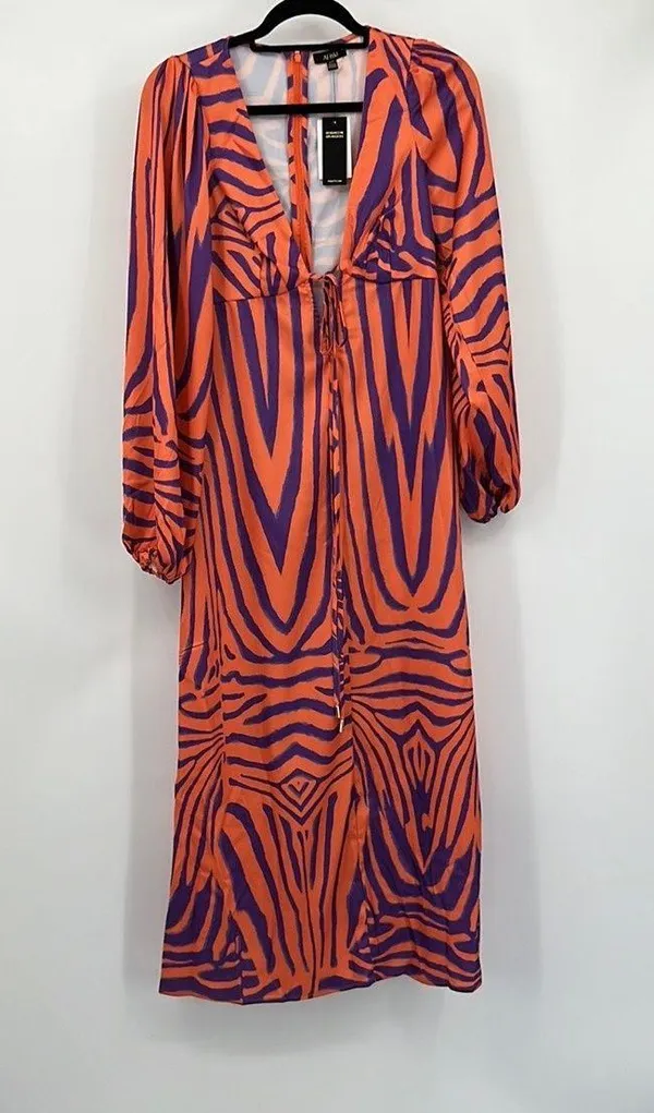 AFRM Portia Dress in Orange Zebra Small - Image 7