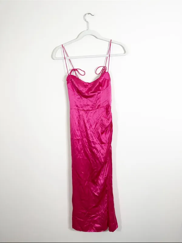 Reformation Marguerite Pink Flambé Dress - Image 4