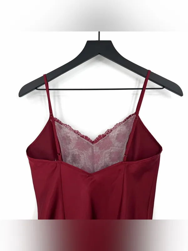 VICTORIA'S SECRET Satin Nighty Red Lace Trim S - Image 7