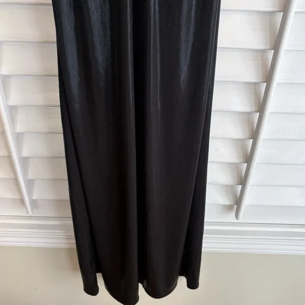 Zara Black Shimmer Halter‎ Neckline Maxi Dress Size Large - Image 4