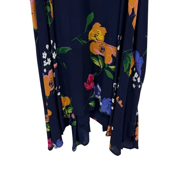 Maeve Anthropologie Smocked Floral Midi Dress Navy Blue Orange‎ Yellow - Image 6