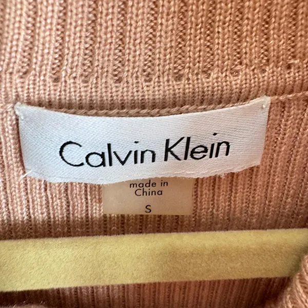 Calvin Klein Womens Blush Pink Cowl Neck Ribbed Pleated Sweater Dress Small - Image 5