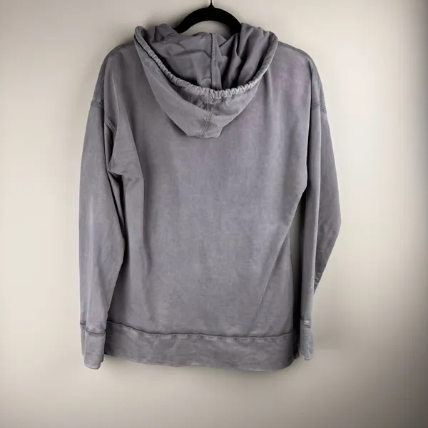 TOMS Women's Large ZIP-UP HOODIE Gray 100% Cotton Longer‎ Length - Image 11