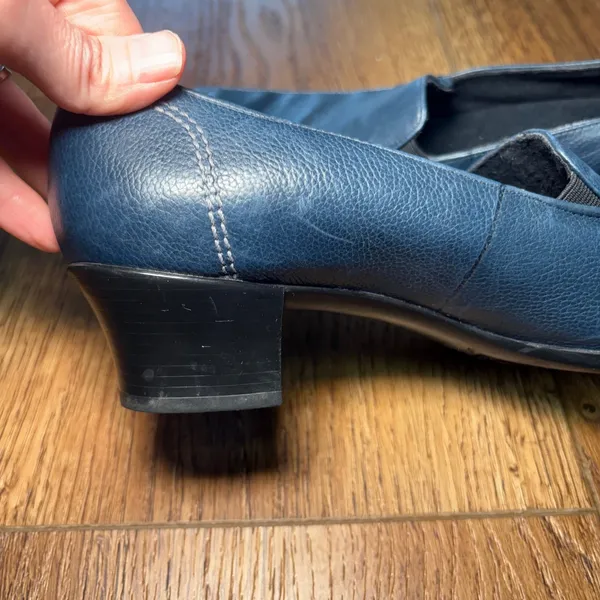 Munro American Womens 8 M Blue Leather Square Toe Loafers Low Block Heel Shoes - Image 11