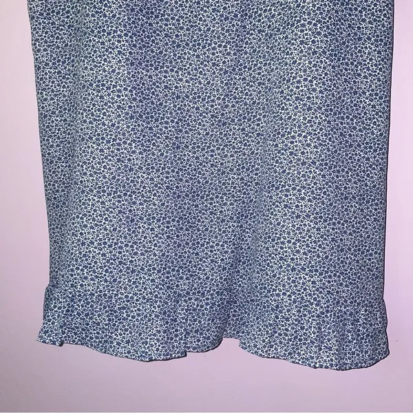 Abercrombie & Fitch Size XL Mini Dress Blue Ditsy Floral Ruffle Babydoll Boho - Image 4