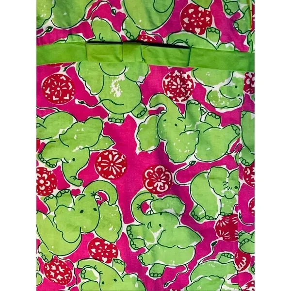 Key West Pink & Green Elephant Print Sundress Dress Fully Lined Size 10 - Image 3